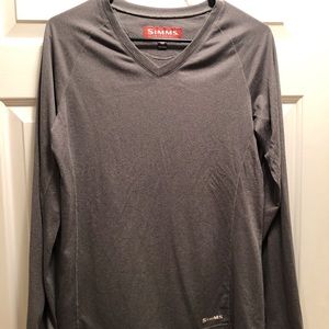 Simms Long Sleeve Performance Gray Layering Tee, Size M
